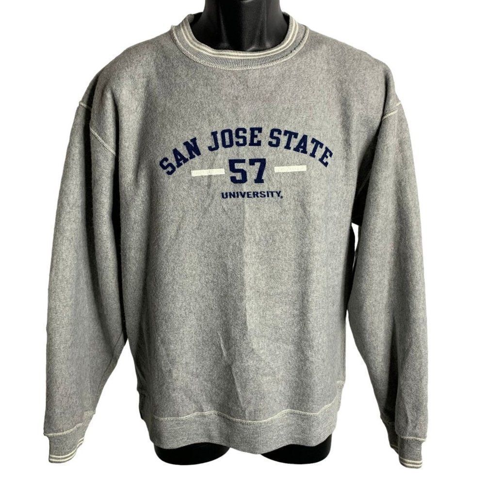 Vintage 90s San Jose University Sweatshirt M Grey Fleece Crewneck Reverse Print